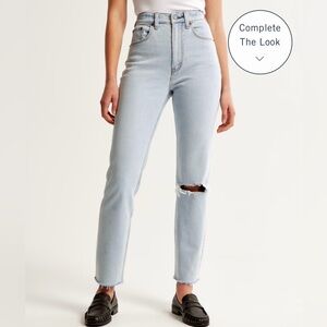 Abercrombie & Fitch Ankle Straight Ultra High Rise Destroyed Jean